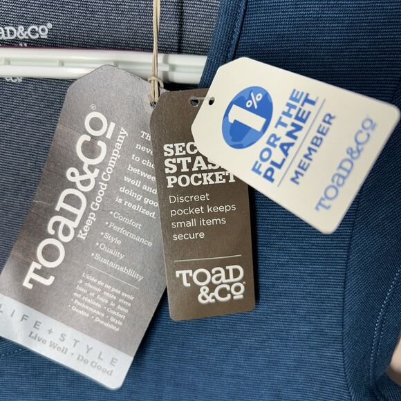 NWT Toad & Co Eco Tomboy Dress Small Inky Teal Cap Sleeve Pockets - Picture 10 of 12